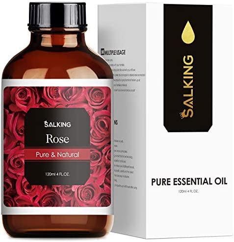 SALKING Aceite Esenciales de Rosa 120ml,100% Puro Aceites Esenciales para Humidificador,Aceites Esenciales Naturales Aceite Perfumado de Rosa, Regalos Originales para Mujer