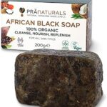 PraNaturals Jabón Negro Africano 200g, Orgánico y Vegano para Todo Tipo de Pieles, de Origen y Artesanal en Ghana Tropical