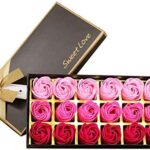 18 piezas de jabón de flor de rosa - fragancia de flor de rosa - jabón con plantas esenciales, regalo para cumpleaños/aniversario/boda/día de san valentín (rosa roja)