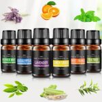 Set de aceites esenciales,100% Natural Puro Aromaterapia Aceite Aromático, Set de Aceites Esenciales para Humidificador y Difusor Aroma (6 Flavor)
