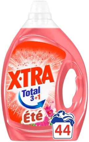 X•TRA Verano – 44 lavados (2,2 L) – Detergente líquido universal – Perfume Flori – Lavadora blanca y colores