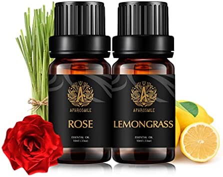 Juego de aceites esenciales de aromaterapia de grado terapéutico Kit de aceites esenciales de limoncillo rosa 100% puro aceites aromáticos de aromaterapia para difusor masaje humidificador 2 x 10 ml