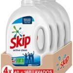 Skip Detergente Líquido Active Clean para Lavadora con Ingredientes de Origen Vegetal 160 Lavados (4 x 40 Lavados)