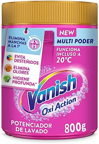 Vanish Oxi Action Multipoder, Quitamanchas multibeneficio para la ropa, elimina olores y potenciador del lavado, En Polvo, Sin Lejía 800gr